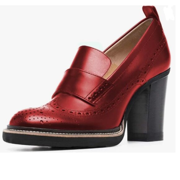YDN Shoes - YDN Burgundy Block Heel Loafers
